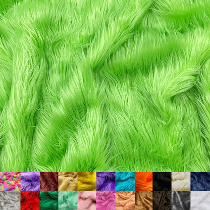 Ice Fabrics Faux Fur Fabric by The Yard - 60 Inches Wide Super Soft and Fluffy Shaggy Mohair Fur Fabric for Costumes, Apparel, Rugs, Pillows, Decorations and More - Lime Green - Half Yard