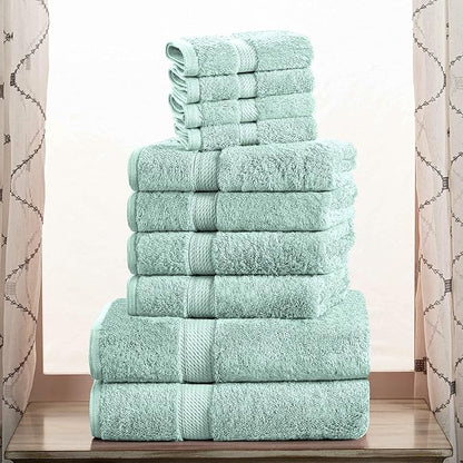 SUPERIOR Egyptian Cotton Pile 10 Piece Towel Set, Includes 2 Bath, 4 Hand