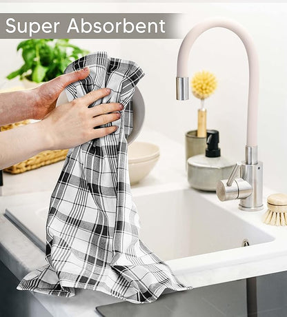 Utopia Towels Black & White Dish Towels 100% Ring Spun Cotton Highly Absorbent