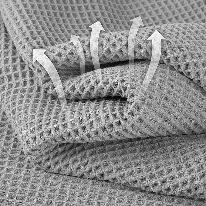 Microfiber Waffle Hand Towels, 4 Pieces, Fast Drying, Lint Free 430 GSM
