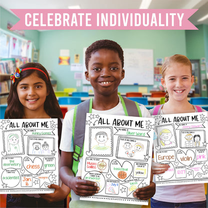 Hadley Designs All About Me Posters for Classroom Must Haves - 20 Star Student Poster, 100 Days of School Items, Star of The Week Poster Elementary Classroom Decor, End of School Year Teacher Supplies
