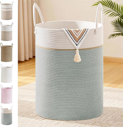 Tall Laundry Basket with Handles, 100L Portable Dirty Clothes Hamper, Boho
