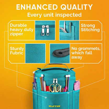 CRAFTISS Crochet Bag Organizer & Yarn Storage Bag, Knitting Bag and Yarn Holder with Removable Divider, Holds Skeins, Hooks, Needles & Accessories, Crochet Gifts for Women (Turquoise)