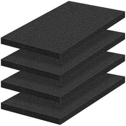 4 PCS Polyurethane Foam Sheets 16" L x 12" W x 1" T Packing Foam Inserts Cuttable Craft Foams Cushion Foams High Density Foam Pads for Case, Tool Box, Game Box, Camera, Jewelry, DIY Craft, Black
