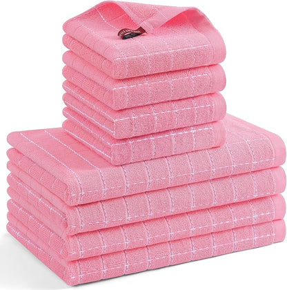 Mordimy 100% Cotton Terrycloth Kitchen Towels and Dishcloths Sets, Soft and