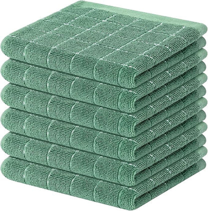 Mordimy 100% Cotton Terry Cloth Dish Cloths, Soft and Absorbent Checkered Dish