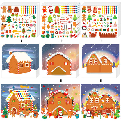 LINAYE 36PCS Make A Gingerbread House Stickers, Christmas Crafts Activities & Games, Party Favors for Kids 18 Finished Products