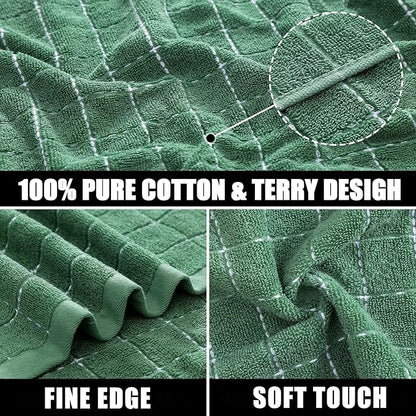 Mordimy 100% Cotton Terry Cloth Dish Cloths, Soft and Absorbent Checkered Dish