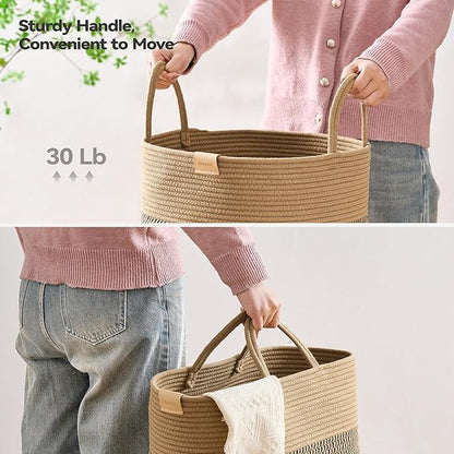 80L Laundry Hamper Basket, Baby Nursery Woven Storage Basket