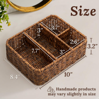 WeeNest Tea Bag Holder Organizer, Sugar Packet Holder, Teabag Basket, Coffee Bar Organizer, Coffee Condiment Accessories, Tea Packet Storage Container for Countertop, Resin Wicker, Toffee