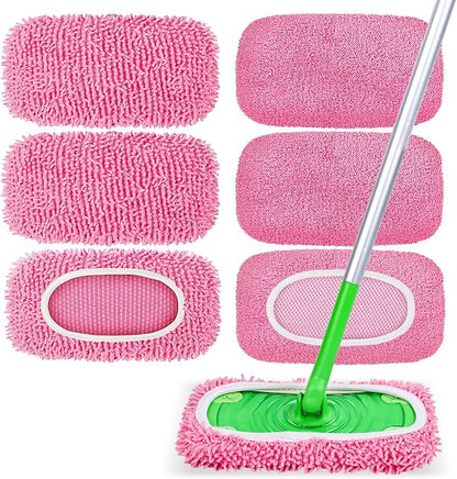 6-Pack Reusable Microfiber Mop Pads Compatible