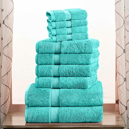 SUPERIOR Egyptian Cotton Pile 10 Piece Towel Set, Includes 2 Bath, 4 Hand