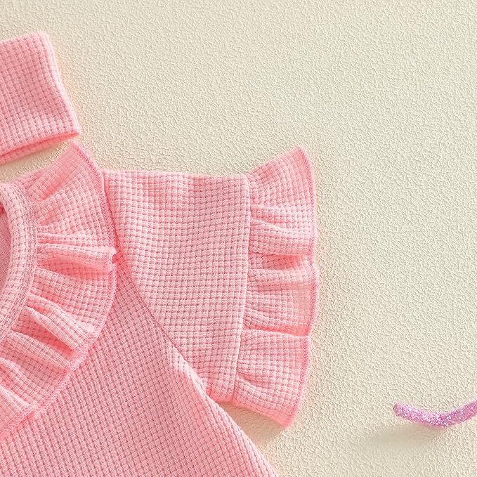 Newborn Baby Girl Clothes Hi Im New Here/Aunties Bestie Ruffle Romper Summer Shortall Jumpsuit Coming Home Outfit
