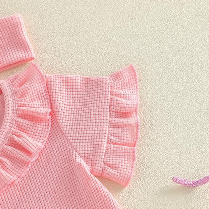 Newborn Baby Girl Clothes Hi Im New Here/Aunties Bestie Ruffle Romper Summer Shortall Jumpsuit Coming Home Outfit