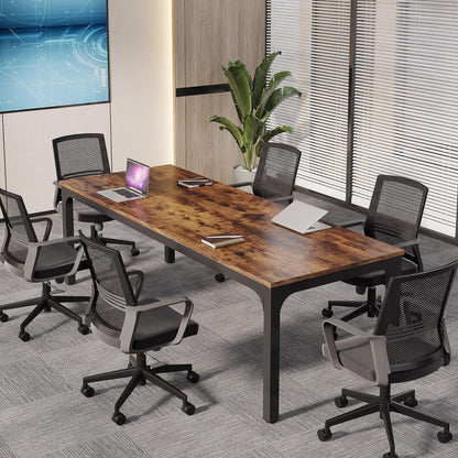 Tribesigns 6.5 FT Conference Room Table, 78.74" W x 27.56" D Large Office Conference Table, Modern Seminar Meeting Table Desk for Boardroom, Meeting Room (1, Rustic Brown)
