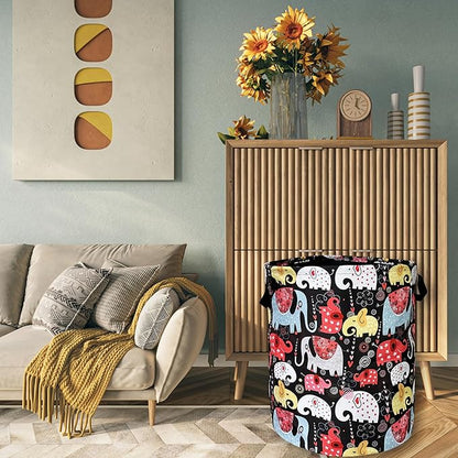 Colorful Elephant Laundry Basket Foldable
