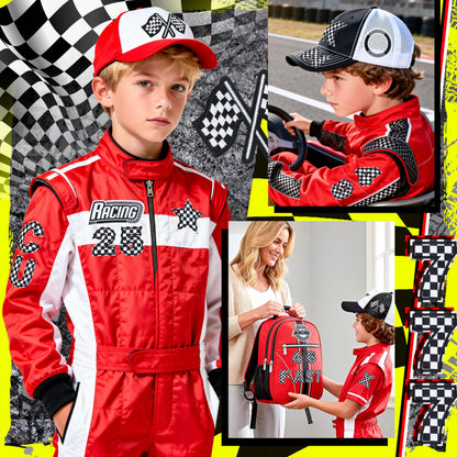 Meneng Letters and Numbers Patches for Racing: 82 Pcs Iron On Checkered Letters with Car Patches - Embroidered Flag Lightning Patch for Jacket Hat Customization