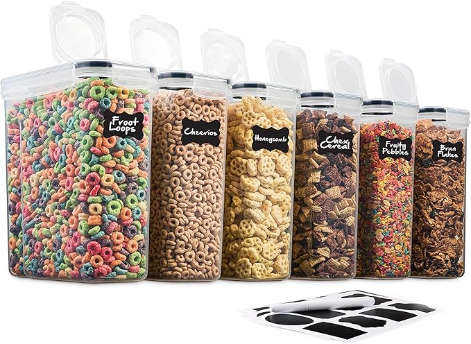 6 Pack Airtight Cereal Food Storage Container