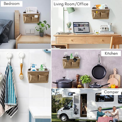 2pcs Middle Wall Hanging Organizer Bag, Linen Fabric Door Hanging Storage Basket