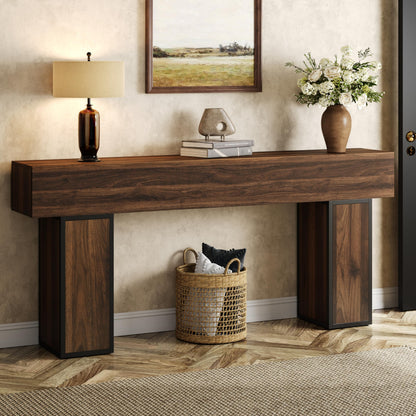knoworld 70.9-Inch Long Console Table, Wooden Sofa Table Behind Couch Tables, Farmhouse Entryway Table Accent Table for Entrance, Hallway, Living Room, Foyer, Rustic Brown