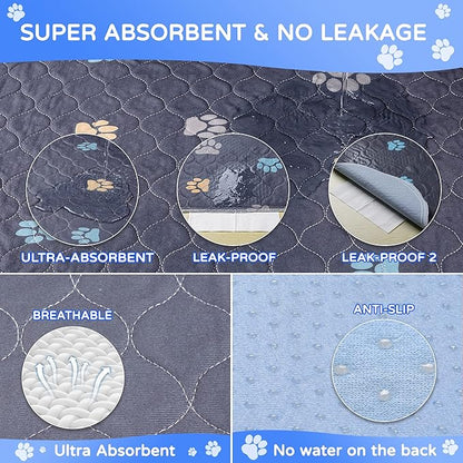 Aitmexcn Washable Puppy Dog Pee Pad, 2PCS 100% Waterproof Whelping Training Mat for Puppy/Senior Dog, Fast Drying Reusable Puppy Pads for Indoor, Outdoor and Car Travel- 32'' x 36''
