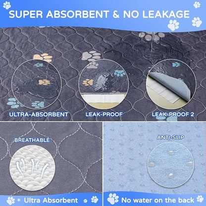 Aitmexcn Washable Puppy Dog Pee Pad, 2PCS 100% Waterproof Whelping Training Mat for Puppy/Senior Dog, Fast Drying Reusable Puppy Pads for Indoor, Outdoor and Car Travel- 54'' x 54''