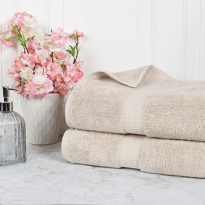 SUPERIOR Egyptian Cotton Pile Bath Sheet Set of 2, Ultra Soft Luxury Towels
