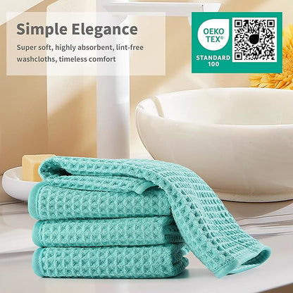 Microfiber Waffle Face Towels, 2 Pieces, Fast Drying, Lint Free 430 GSM