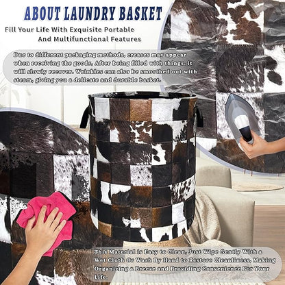 Personalise Cow Print Laundry Basket Oxford Cloth Animal Cowhide Laundry Hamper