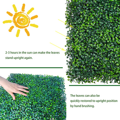 ODTORY Artificial Grass Wall Panels:16" X 12" 6P (8 sqft) UV-Anti Greenery Boxwood Backdrop for Indoor Outdoor Green Wall Decor & Ivy Fence Covering Privacy