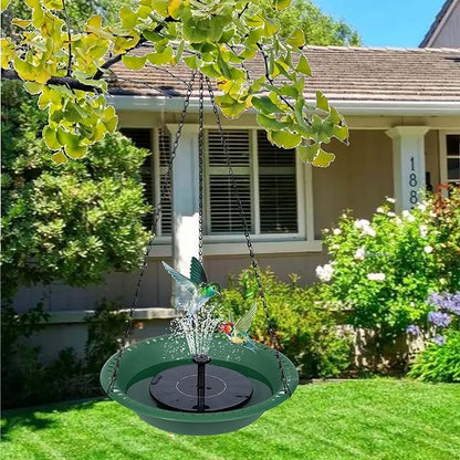 OVZILKI Bird Bath for Outside Heavy Duty, 12 inch Hanging BirdBath Bowl Only with Rust-Proof Chains, Hanging Bird Feeder for Outdoors Water Tray or Bird Seed for Garden Backyard Decor (Green 1 Pack)
