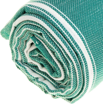 Bersuse Towels Anatolia XL Beach Blanket Throw Blanket Turkish Towel 100% Cotton Extra-Large Quick-Dry Lightweight Premium Peshtemal Towel - 61x82 Inches, Teal