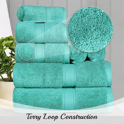 SUPERIOR Egyptian Cotton Pile Hand Towel Set of 4, Ultra Soft Luxury Towels