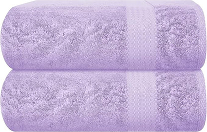 GLAMBURG Premium Cotton Oversized 2 Pack Bath Sheet 35x70-100% Pure Cotton