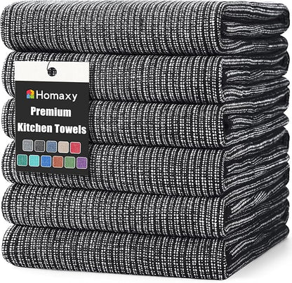 Homaxy Premium Kitchen Towels, Large Cotton Kitchen Hand Towels, Flat and Terry