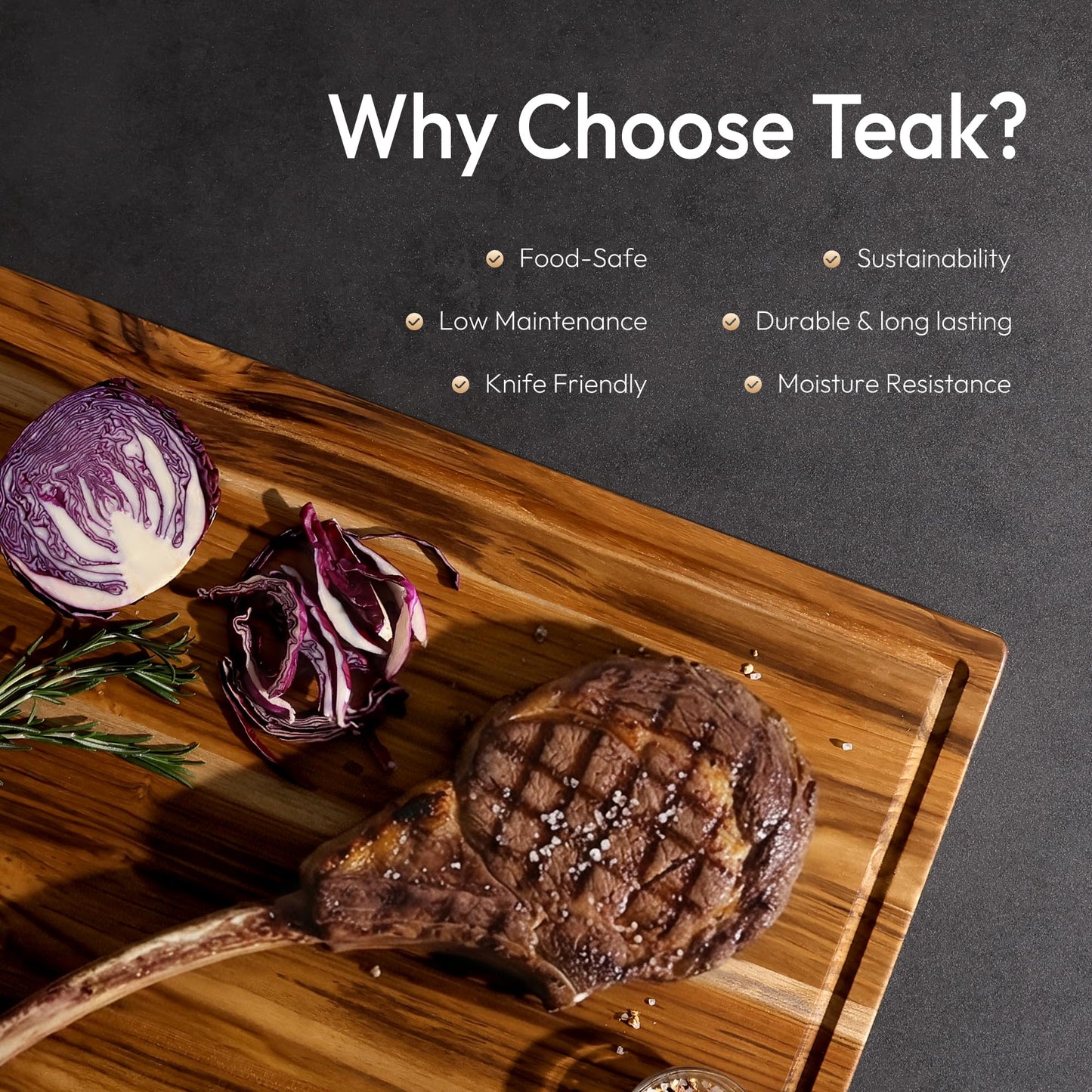 Bellsal 3 Pack Teak Wood Cutting Board Set for Kitchen Charcuterie Board Serving Heavy Duty Non Toxic Slip Over Sink Solid Thick Haus Wooden Chopping Board Large Big Small Meat Kitchen Essential Gift