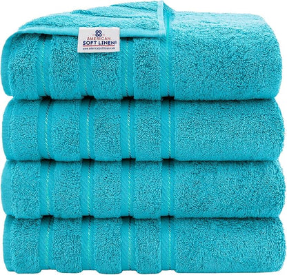 American Soft Linen Luxury 4 Piece Bath Towel Set, 600 GSM 100% Cotton Turkish