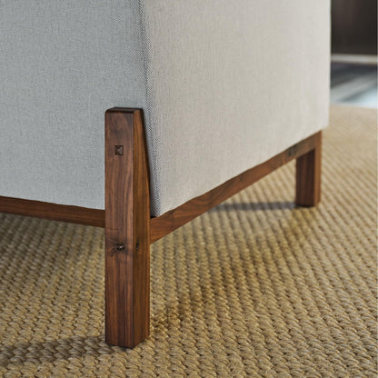 Stickley Saranac Chair, Lounge Chair, Solid Rustic Walnut Base, Sustainable Construction, Sewn-in Pillows, Sustainable Easy-Care Fabric, Square Legs, Made in USA