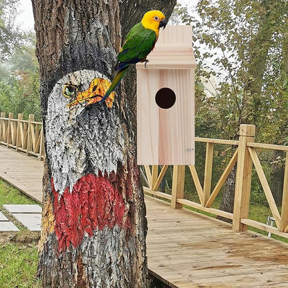 2 Pack Bird Houses for Outside,Blue Bird Box House for Outside,Cedar Finch Swallow Wren Hummingbird Birdhouse,DIY
