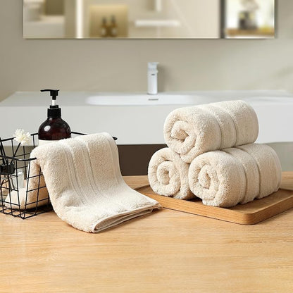 Simple&Opulence 4 Pcs Premium Hand Towels 16"x28", 600 GSM 100% Ring Spun Cotton