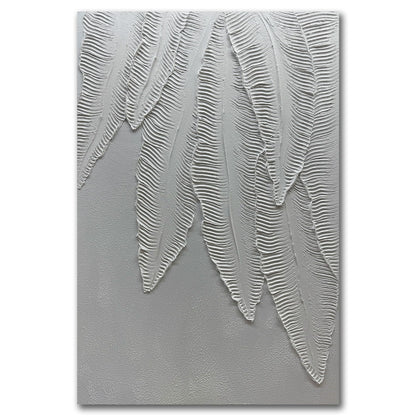 Art8YuQi Paintings - Contemporary Abstract Art leaf Oil Painting On Canvas Texture 3D White Painting Plantain Handmade Artwork Picture Canvas Wall Art Modern Home Decor living room Ready to Hang 24x36inch (36x24 inch) (AQ053, 24X36 inch)