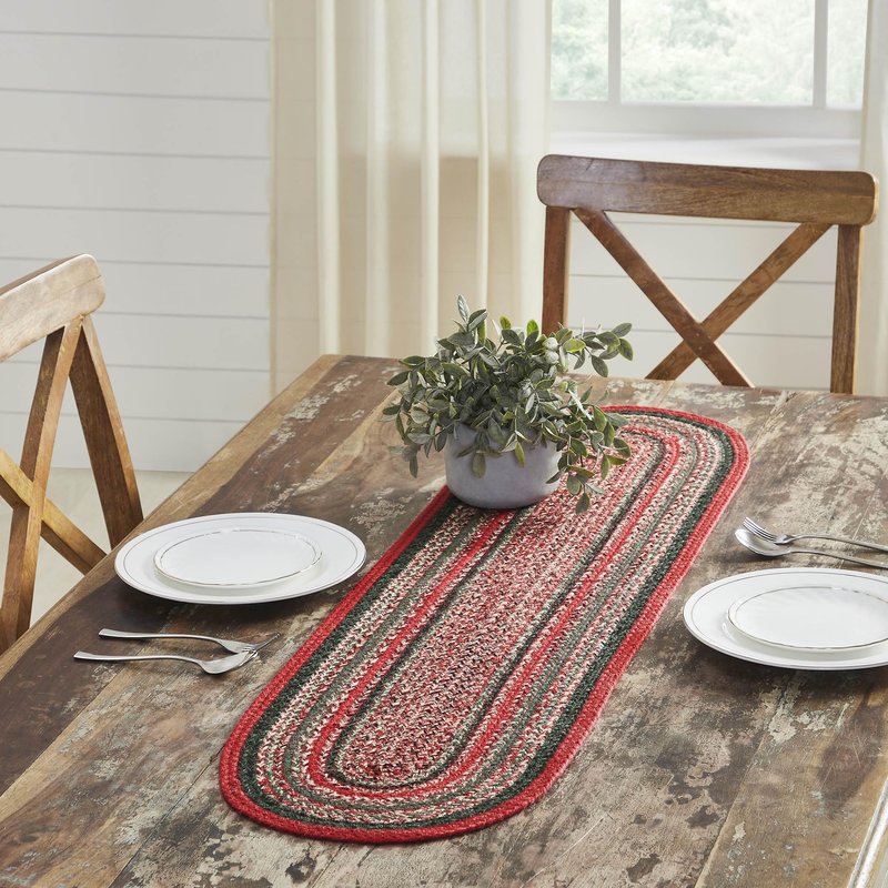 VHC Brands Farmhouse Christmas Decorations Forrester Indoor/Outdoor Oval Runner 12x36