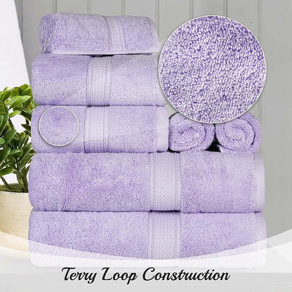 Superior Egyptian Cotton Solid Towel Set, Washcloths 13” x 13”, Hand Towels 20”