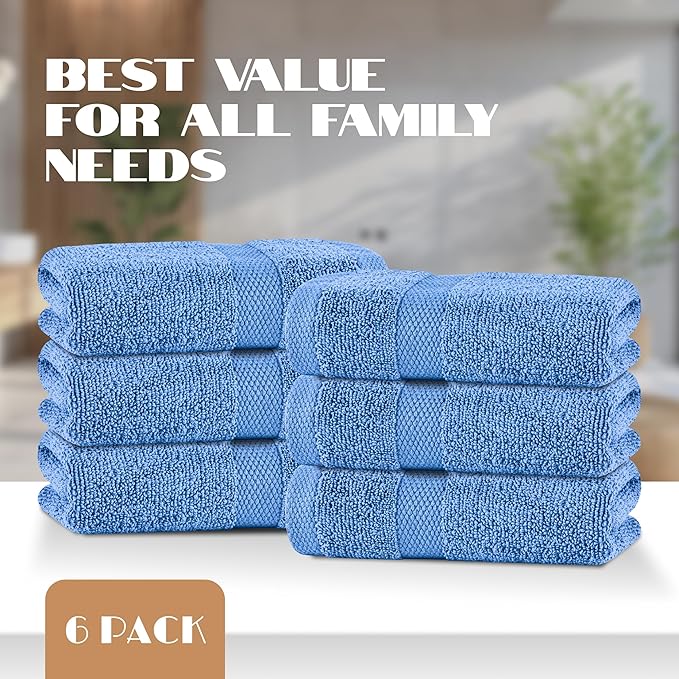 White Classic Light Blue Hand Towels
