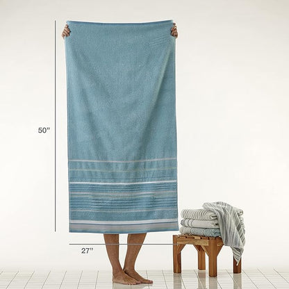 SKL Home Seabrook Stripe 100% Cotton Premium Bath Towel, 550 GSM, Soft &