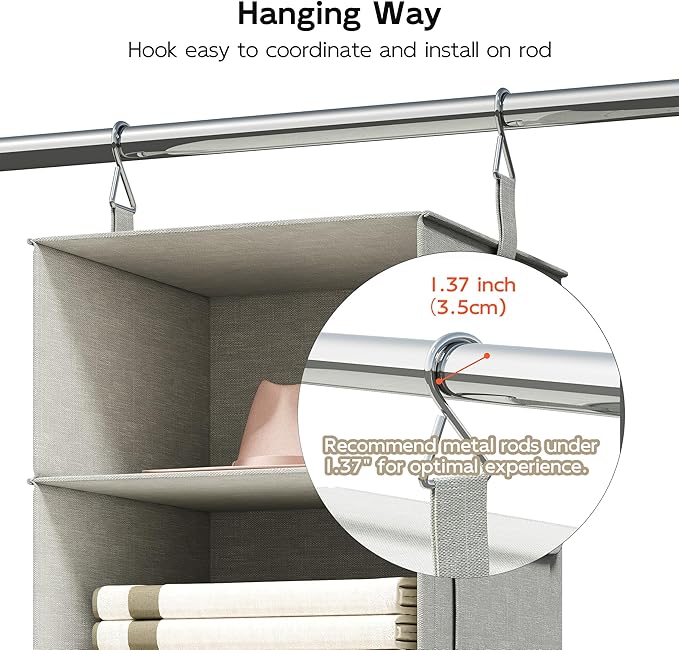 Vailando 3-Shelf Hanging Closet Organizer, Baby Clothes Storage and Organization