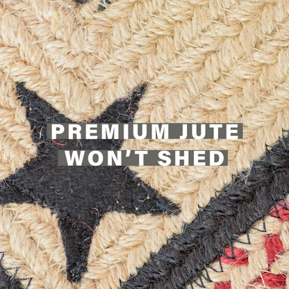 Primitive Star Gloucester Primitive Rugs 27x45 - Black & Brown Braided Rugs Highlighed with Red for Kitchens, Entryways and Bathrooms, Reversible, No Shed Jute for Easy Maintenance