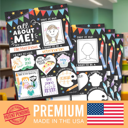 Hadley Designs All About Me Posters for Classroom Must Haves - 20 Star Student Poster, 100 Days of School Items, Star of The Week Poster Elementary Classroom Decor, End of School Year Teacher Supplies