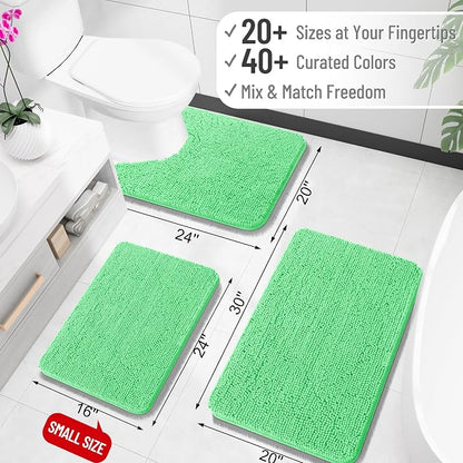OLANLY Large Bathroom Rugs 70x46, Extra Soft Absorbent Chenille Bath Rugs, Rubber Backing Quick Dry, Machine Washable Bath Mats for Bathroom Floor, Tub and Shower, Home Decor Accessories, Mint Green