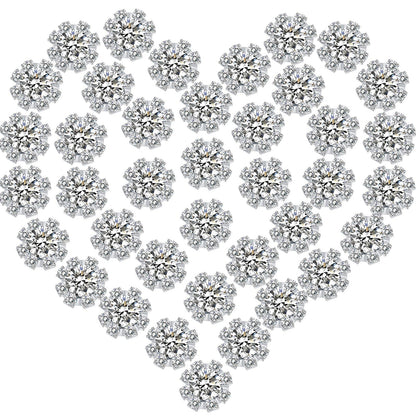70 Pcs 16mm Rhinestone Embellishments Flatback Buttons Jewelry Flower Crystal Accessory for Crafts DIY Jewelry Making Wedding Decoration Bridal Bouquet Halloween Christmas(Silver)